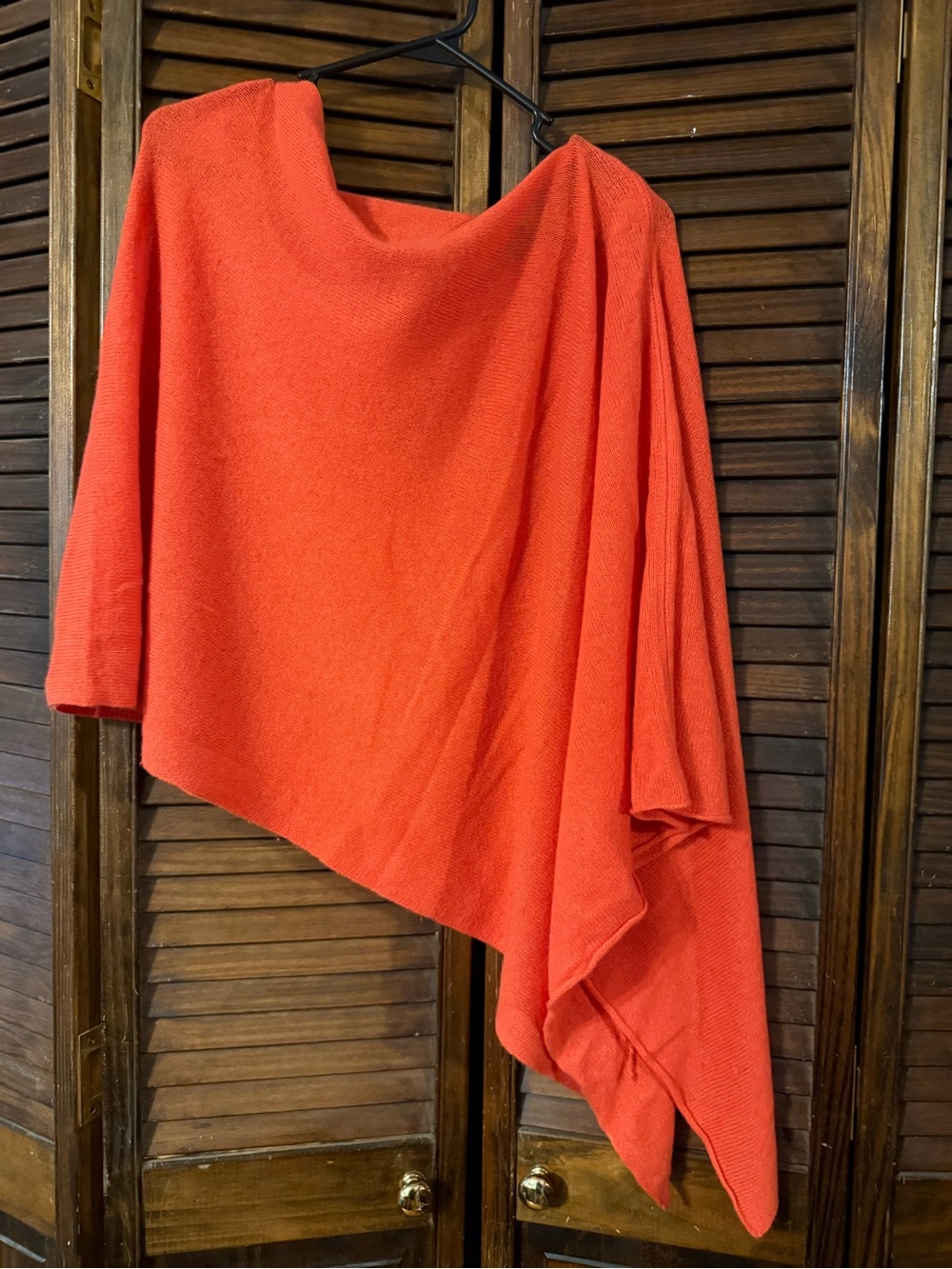 Minnie Rose Cashmere Poncho Sweater - Orange